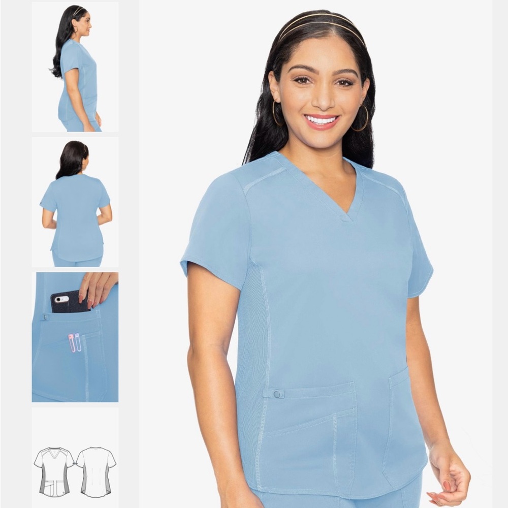 Med Couture Touch V-neck Shirttail Top - Periwinkle - NWOT